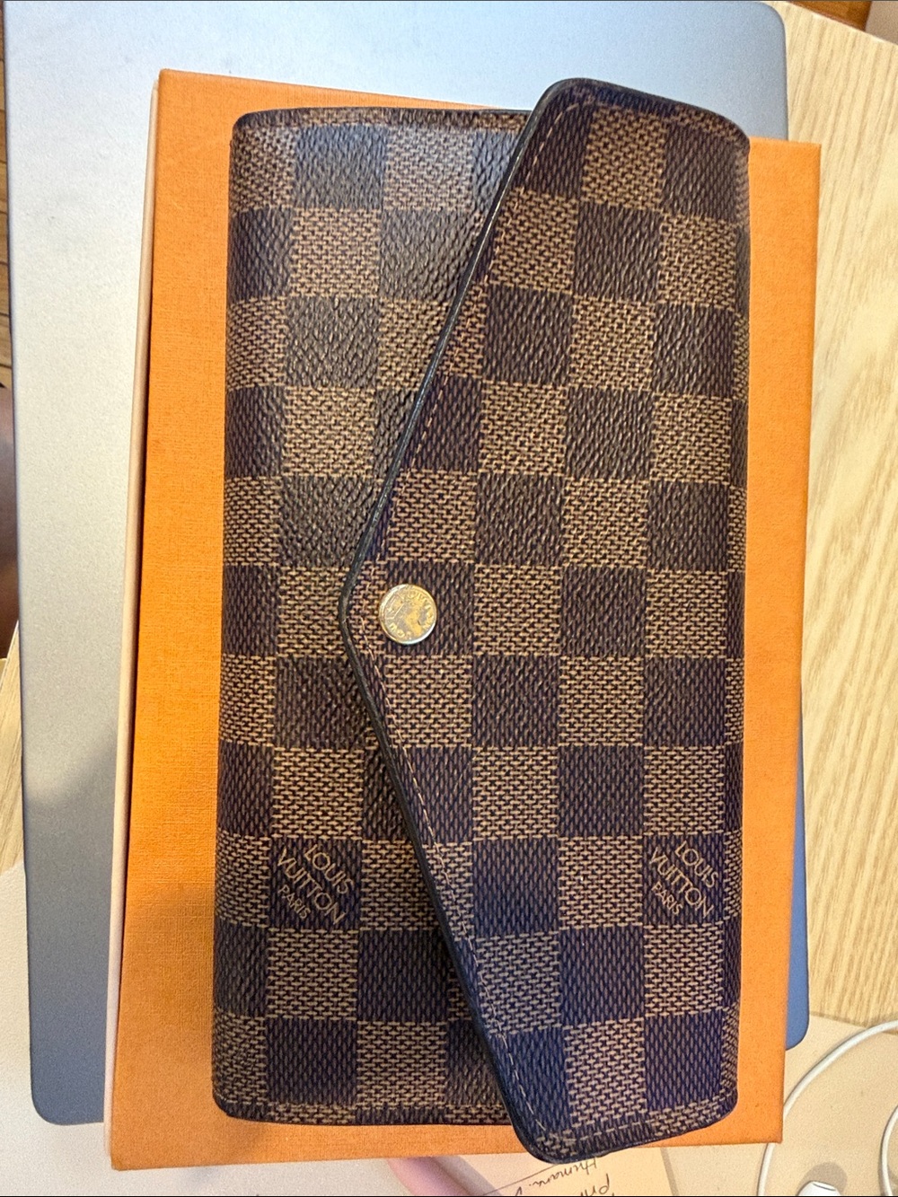 Louis Vuitton Sarah Wallet Damier Ebene Brown